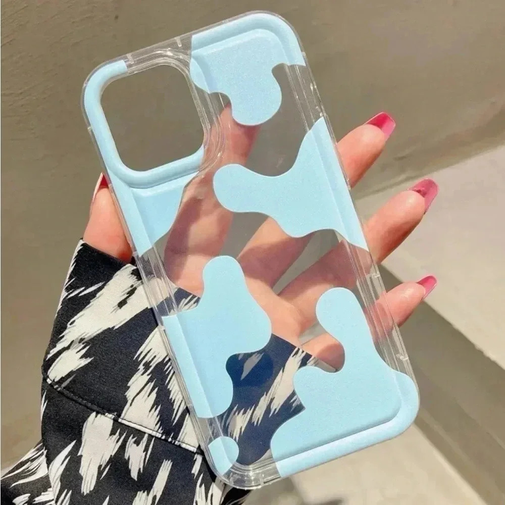 ⚠️Clearance iPhone 14/Pro/Pro Max Blue Cow Print Phone Case - Picture 2 of 4